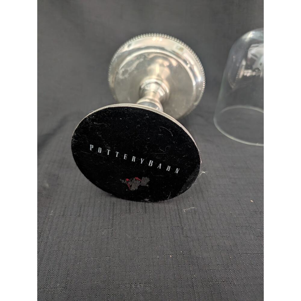 Pottery Barn Glass Cloche Silver Plate Jewelry Display Watch Monogram A - Picture 3 of 6